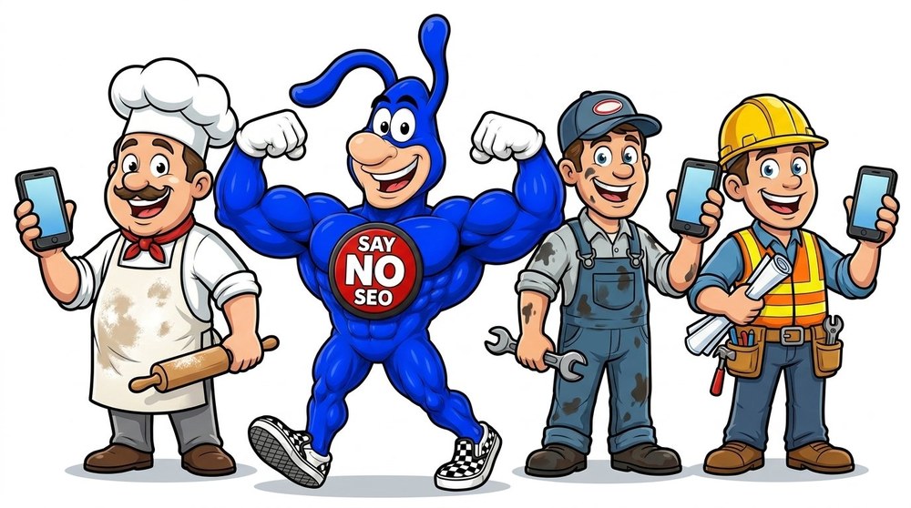 Mascot with business owners